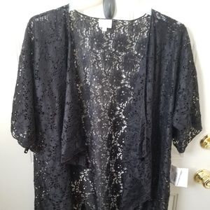 NWT Black Lace LulaRoe Monroe Kimono Size L